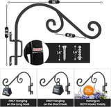 Swivel Plant Hangers Outdoor: 2 Pack 16 Inch Metal Hanging Plant Bracket Sturdy Wrought Iron Plant Hooks Indoor Wall Mount for Hanging Bird Feeders, Lanterns, Flower Baskets, Wind Chimes, Black