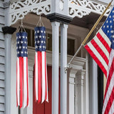 2Pack American Flags Windsock 60Inch Patriotic Decor 4th of July Windsocks with Embroidered Stars Wind Socks Hanging USA Flag Windsock Decoration for Outside Décor Memorial Day,Presidents Day