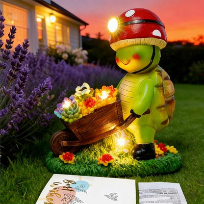 SunGlee Solar Light Turtle Outdoor Garden, Turtle Solar Light for Outdoors Yard Patio Decor 4 LED Sun Powered Outsides Turtles Decor Light Up Garden Statue Gardening Gift for Women Mother Decoration