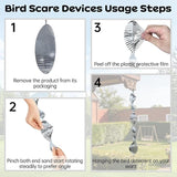 18 Pcs Stainless Steel Bird Deterrents for Outside - 3D Spiral Spinning Windmill Reflective Scare Devices to Keep Birds, Pigeons & Woodpeckers Away from Garden, Yard, Patio, Windows & Fruit Trees