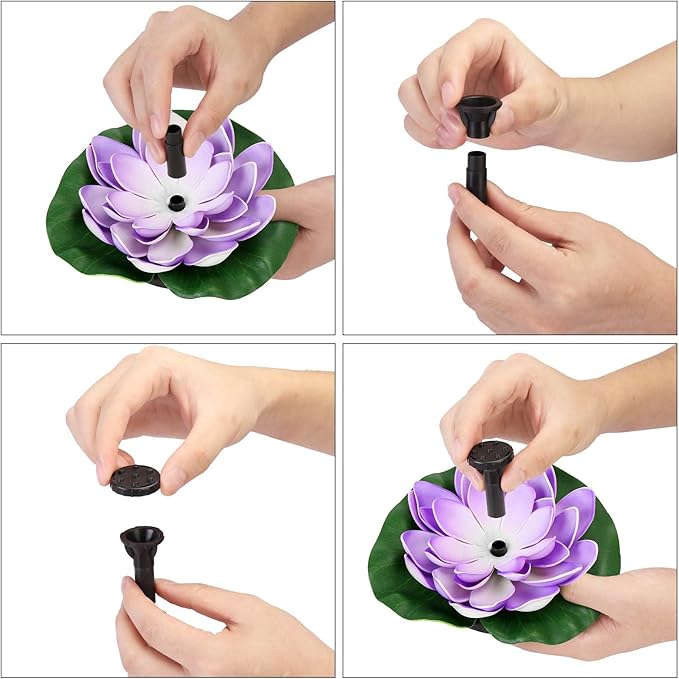 Solar Water Fountain for Bird Baths, Floating Solar Powered Water Fountain Pump for Birdbath, Garden, Pond, Pool, Outdoor Decor, Water Lily, Lavender