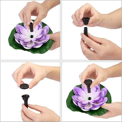 Solar Water Fountain for Bird Baths, Floating Solar Powered Water Fountain Pump for Birdbath, Garden, Pond, Pool, Outdoor Decor, Water Lily, Lavender
