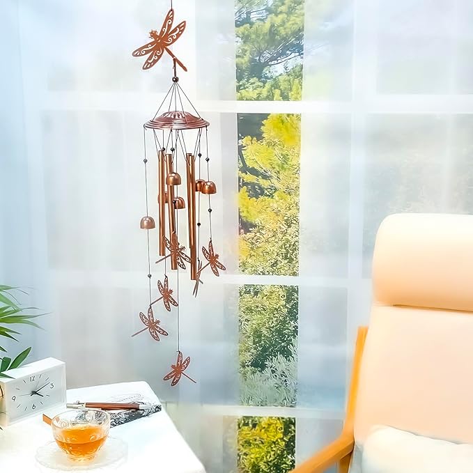 Dragonfly Wind Chimes Outdoor Dragonfly Gifts for Women/Men/Mom/Grandma/Wife Birthday Gifts Memorial Gift Metal WindChimes for Outside/Indoors, Home, Lawn, Porch, Patio, Garden Decor, Yard Decorations
