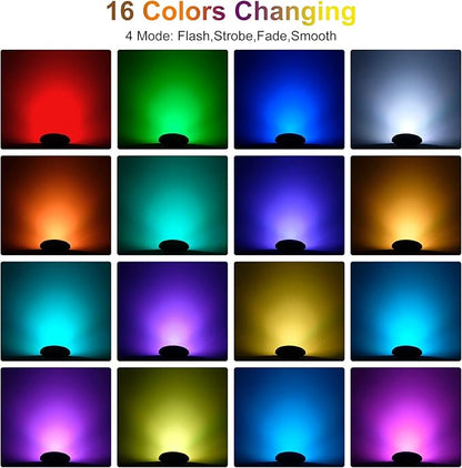 RGB Pond Lights,LED Underwater Submersible Fountain Lights IP68 Waterproof,Remote Control Color Changing Landscape Spotlights Lighting for Fish Aquarium Tank Yard Garden Pool (Set of 6)
