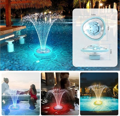 Solar Pool Fountain with Lights, Floating Solar Fountain Pump with Remote, 5 Spray Modes & RGB Color Changing LED, Rechargeable Solar Water Fountain for Pool, Pond, Garden, Outdoor Decor