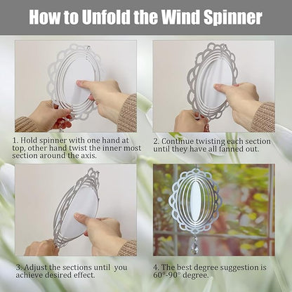 4Pack 8inch Sublimation Wind Spinner Blanks 3D Aluminum Metal Wind Sculpture Kinetic Spinners for Yard and Garden Indoor Art Ornaments Hanging Decoration (Vintage Oval)
