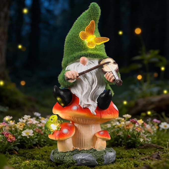 Solar Gnomes Garden Statue Decor for St. Patrick's Day,Gnome Figurines with LED Light for Garden Decorations for Patio Lawn Balcony Fairy Gardens Housewarming Gifts for Women Mom Grandma