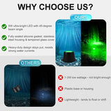 5W Submersible LED Pond Lights, Green Color 12V Wired Low Voltage Outdoor Underwater Spot Lights for Pond Fountain Waterfall, 45° Beam Angle, IP68 Waterproof Stainless Steel, Black, 6PK