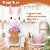 Brightever Solar Powered Garden Statues- Bunny Figurines for Spring & Mother's Day, Outdoor Rabbit Statue with Colorful LED Lights for Patio, Balcony, Lawn, Birthday Gifts for Women, Mom, Female