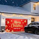 IVN Christmas Garage Door Cover Decoration 13x6ft Sparkling Gold Lettering Confetti Bells and Gifts Merry Christmas Winter Garage Door Banner Home Door Front Yard Decor for Xmas Eve Holiday Outdoor