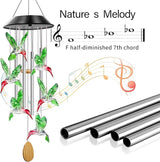 Solar Powered Hummingbird Wind Chimes with 4 Music Aluminum Tubes, Hummingbird Wind Chimes for Outside,Best Gifts for Mom Grandma Women Wife Aunt Sister, Unique Mobile Wind Chime, Garden Yard Decor
