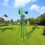 VINGLI 8FT Ornamental Windmill Backyard Garden Decoration Weather Vane, Heavy Duty Metal Wind Mill w/ 4 Legs Design (Green, 8, Feet, 21.6, Inches, 8.00, Feet, 25.98, Inches, 25.98, Inches)