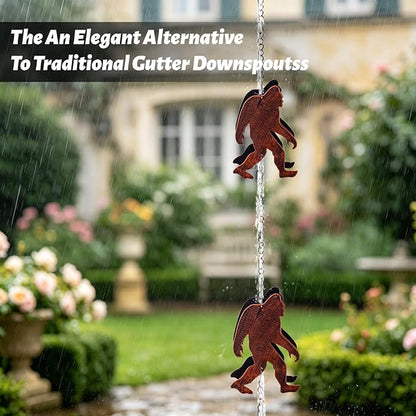 10.7FT Rain Chains for Gutter, Decorative Rain Chain with 10 Orangutan Cups, Adjustable Rain Catcher Chain for Eaves Drainage, Replacement for Downspout
