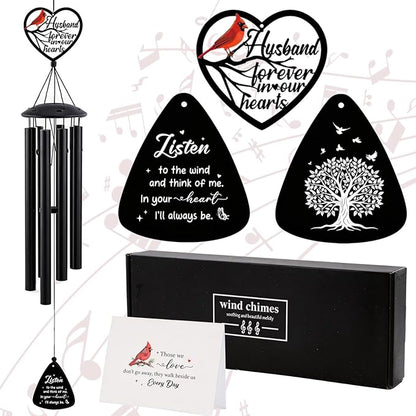 Memorial Gifts for Loss of Husband - Metal Sympathy Wind Chimes for Loved One Indoor Outdoor Patio Garden Yard Backyard Balcony Porch Hanging Decor Bereavement Remembrance Decorations