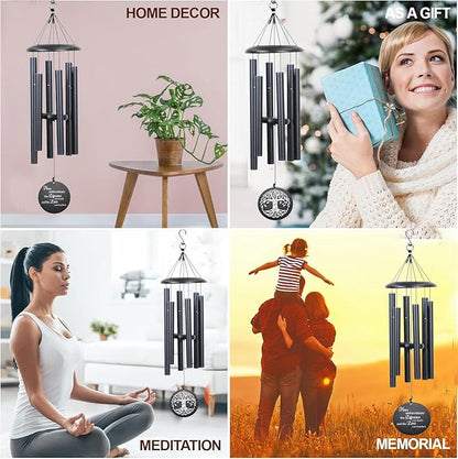Retirement Wind Chime, Tree of Life, Inspirational Retirement Gifts for Men, Women, Teacher, Co-Worker, Employee, Nanny, Nurse (Black), NXW#303
