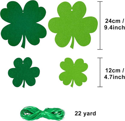 Whaline 24 Pcs Felt Hanging Shamrock St. Patrick's Day Lawn Decorations Indoor Outdoor Irish Clover Sign Decor for St. Patrick's Day Party Spring Holiday Ornaments