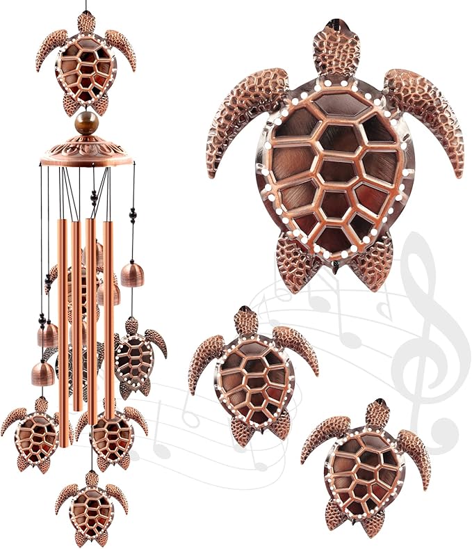 Wind Chimes Outdoor Clearance, Ukulork Sea Turtles Aluminum Tube Windchime with S Hook,Patio Garden Decor, Housewarming Gift.