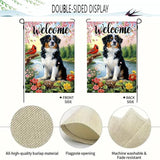 Large Spring Summer House Flags 28 x 40 Double Sided, Burlap Australian Shepherd Dog Flowers Spring Summer Flags for Outside, Seasonal Farmhouse Outdoor Yard Décor