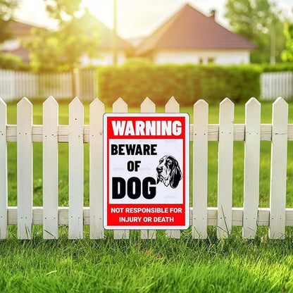 Beware of Dog Sign Basset Dog Metal Sign Warning Beware of Dog Signs for Fence Outdoor Farm Garden Gate Home Yard Decor 8x12 Inch