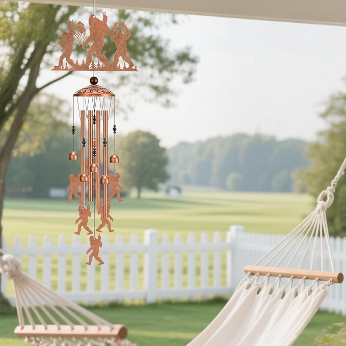 Bigfoot Wind Chimes Outdoor - Sasquatch Gifts for Women Mom Grandma Friend Metal Windchime Decor for Outside Garden Patio Backyard Porch Christmas New Year Decoration Indoor Art Hanging