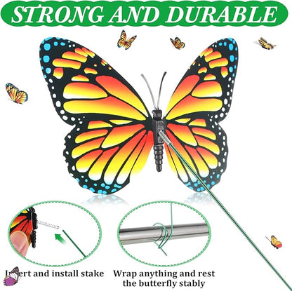 Aoriher 200 Butterfly Garden Stakes, 4 Sizes, Artificial Waterproof Butterflies Stakes for Flower Bouquet Yard Art Patio Plant Pot Flower Bed Home Decor