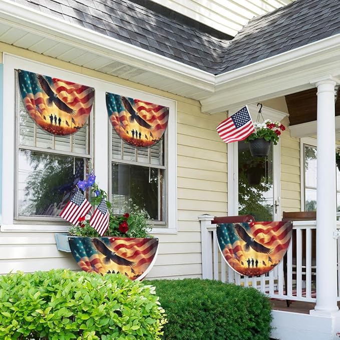 FLAGWIX American Eagle Veteran Flag - Non-Pleated American Army Fan Flag Bunting 1x3 ft - Veteran Gifts for Men Women, Patriotic Veteran Memorial Day Decorations Indoor Outdoor for Home Garden Decor
