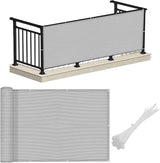 LOVE STORY 3'x10' Gray Balcony Screen Privacy Fence Cover (HDPE) UV Protection Weather-Resistant 3 FT Height Shield for Deck, Patio, Backyard, Outdoor Pool, Porch, Railing