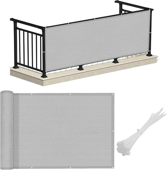 LOVE STORY 3'x10' Gray Balcony Screen Privacy Fence Cover (HDPE) UV Protection Weather-Resistant 3 FT Height Shield for Deck, Patio, Backyard, Outdoor Pool, Porch, Railing
