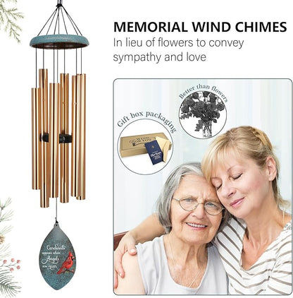 ASTARIN Custom Cardinal Memorial Wind Chimes, 35" Sympathy Gifts Wind Chime for Loss of Mom Dad Sister Son, Personalized Name Date Bereavement Condolence Gift for Outside, Produced in USA