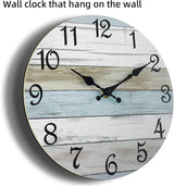 CHYLIN Wall Clock Silent Non Ticking Wall Clocks Battery Operated, Rustic Coastal Country Clock Decorative for Bathroom Kitchen(10 Inch)