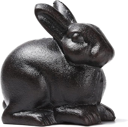 BRASSTAR Cast Iron Sitting Rabbit Statue Outdoor Garden Patio Yard Indoor Home Animal Figurine Decorative 4.4''(H) TQGJPT307