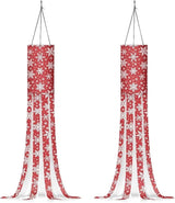 Christmas Snowflake Pattern Windsocks Outdoor Durable Fabric Polyester Home Yard Patio Lawn Garden Balcony Christmas Decoration (Red)