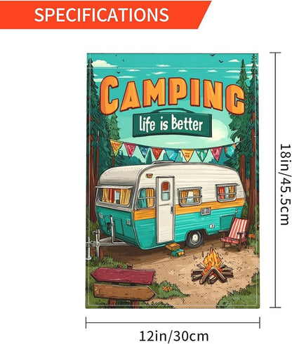 Camping Garden Flag Seasonal Double Sided 12 x 18 Inch Small Yard Flag for Indoor Outdoor Decor Holiday All Seasons