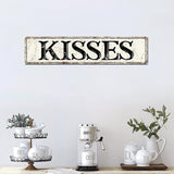 Madcolitote Ancient Retro Kisses Wood Sign Kisses Street Signs Rustic Wooden Wall Art Farmhouse Wall Decor Kitchen Wall Hanger Retro Decoration Sign Housewarming Gift 4x18in