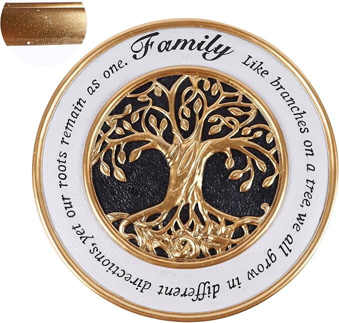 Youdear Memorials 10 Inch Family Tree Garden Decorative Stones, Stepping Stones for Outdoors and Indoors, Garden Décor