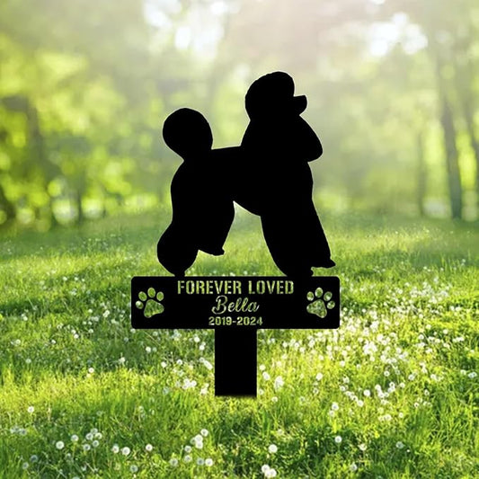 Custom Toy Poodle Dog Metal Memorial Garden Stake Personalized Pet Grave Marker Name Sign Remembrance Stake Decor Sympathy Dog Loss,Outdoor Statues for Yard Garden Lawn Patio Pathway Grave.