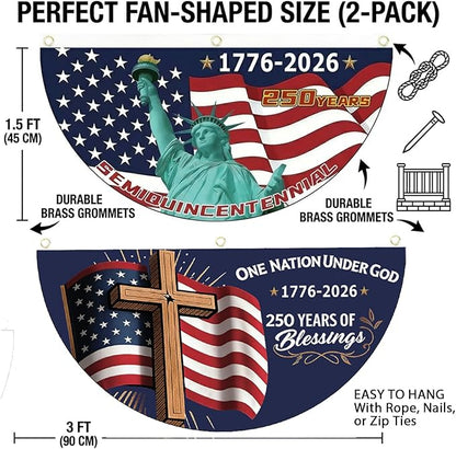 2PCS 250th Anniversary Flag 1.5x3 Ft Anniversary Flag, 1776-2026, 250 Years Birthday flags for Patriotic Yard, House Banner, Room, Porch, Wall, Fence, Outdoor Decorations(Style 4)