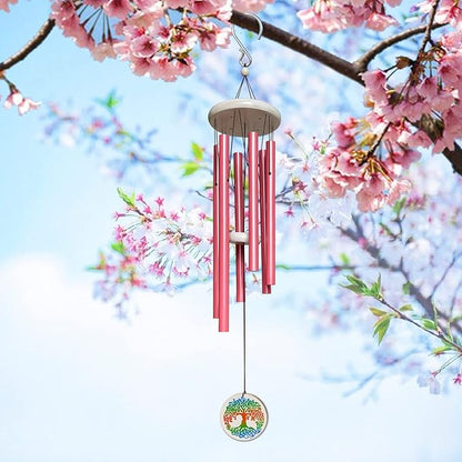 FONMY Wind Chimes Outdoor with Colorful Tree of Life Symbol Memorial Windchimes for Loved One Great Wind Chime Gifts 33 inches Pink Color Garden Home Yard Hanging Decor