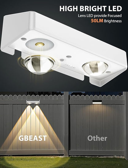 Solar Fence Lights, 7 RGB Colors, Warm White, Cool White Bright Lens LED, Dusk to Dawn Deck Light, Fence Solar Lights Outdoor Waterproof for Backyard/Railing/Wall/Step/Patio/Pool (4 Pack White Shell)