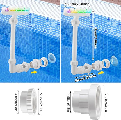 Reallnaive 2026 Solar Pool Fountain for Above and Inground LED 360° Adjustable Fountain for Swimming Pool Sprayer Waterfall Sprinkler with 7 Color LED Light Fun Waterfall Sprayer for Above Inground