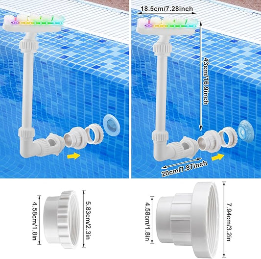 Reallnaive 2026 Solar Pool Fountain for Above and Inground LED 360° Adjustable Fountain for Swimming Pool Sprayer Waterfall Sprinkler with 7 Color LED Light Fun Waterfall Sprayer for Above Inground