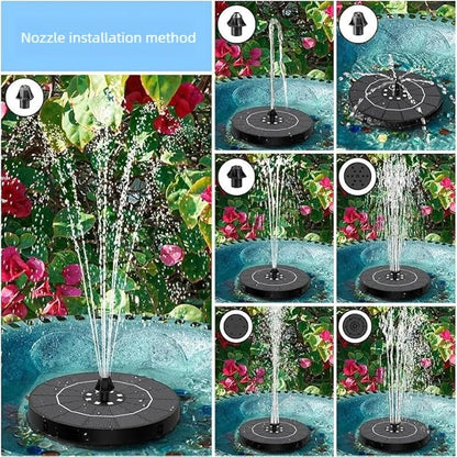 Solar Bird Bath Fountain Pump - 8 Spray Patterns, Floating Nozzle, Birdbath Fountain Kit, Garden Pond Aerator Decor