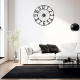 Large Outdoor Clock Battery Operated Silent, 24 Inch Modern Black Metal Wall Clock for Patio, Pool Area, Kitchen, Garden, Deck, Farmhouse, Living Room Decor