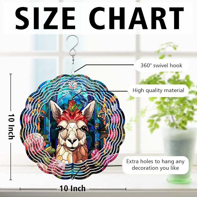 Llama Wind Spinner, Llama Stained Glass Wind Spinner, Wind Sculpture Llama Wind Spinners for Garden Patio Yard Decor