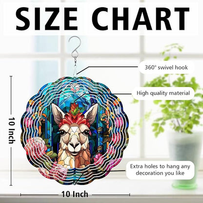 Llama Wind Spinner, Llama Stained Glass Wind Spinner, Wind Sculpture Llama Wind Spinners for Garden Patio Yard Decor
