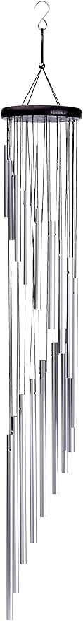 Wind Chimes, Large 36" Garden Chimes 18 Silver Aluminum Alloy Tubes and Hooks for Patio Outdoors Decor Home Decorations