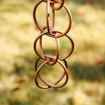 Topadorn Rain Chain Decoration 8 FT., Rain Downspout Catcher Chain Gutter 96'' Metal Double Loop, Rain Chains for House Eaves, Garden, Porch & Patio, Ring Rain Chain