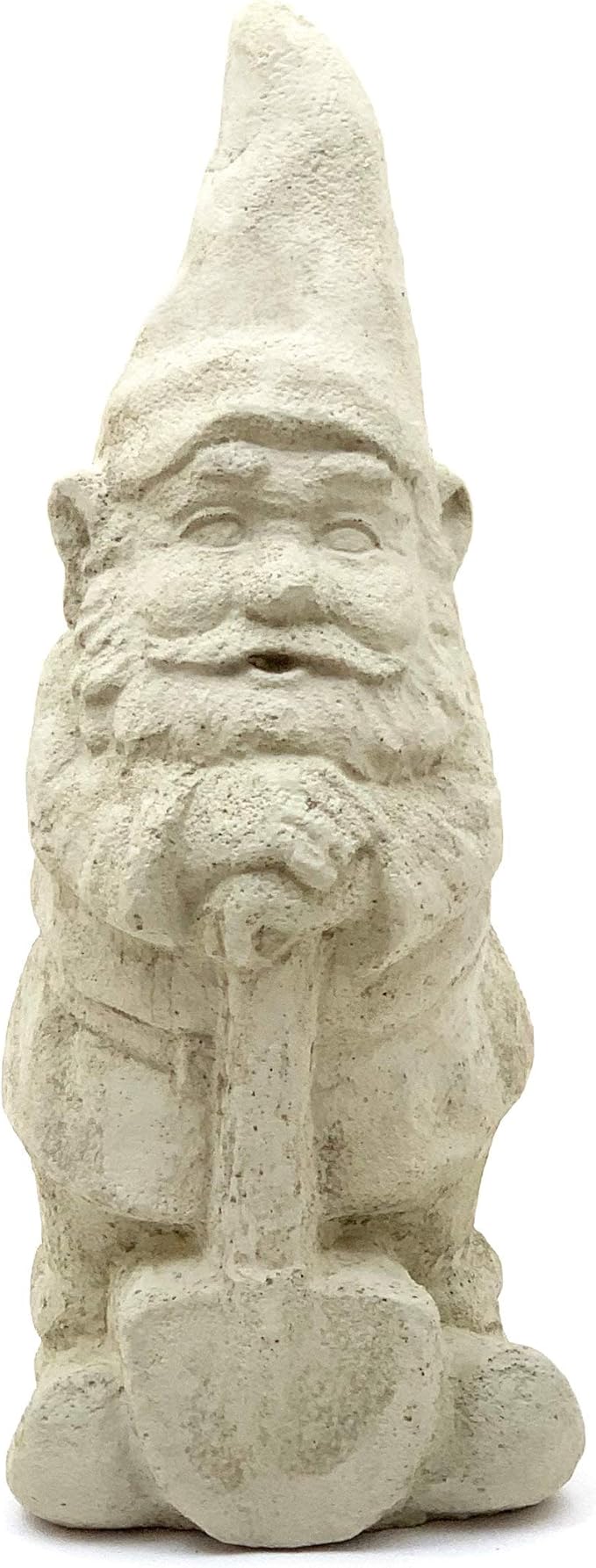 Vintage Garden Gnomes (Set/5): Durable Solid Stone Statues with Aged Texture. Sealed for Outdoor Use. Handcrafted USA. (Classic/Whitish)