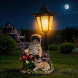 Pug Dog Solar Lights Outdoor Garden Decor Waterproof Resin Dog Statues Yard Art Gifts Patio Lawn Pathway