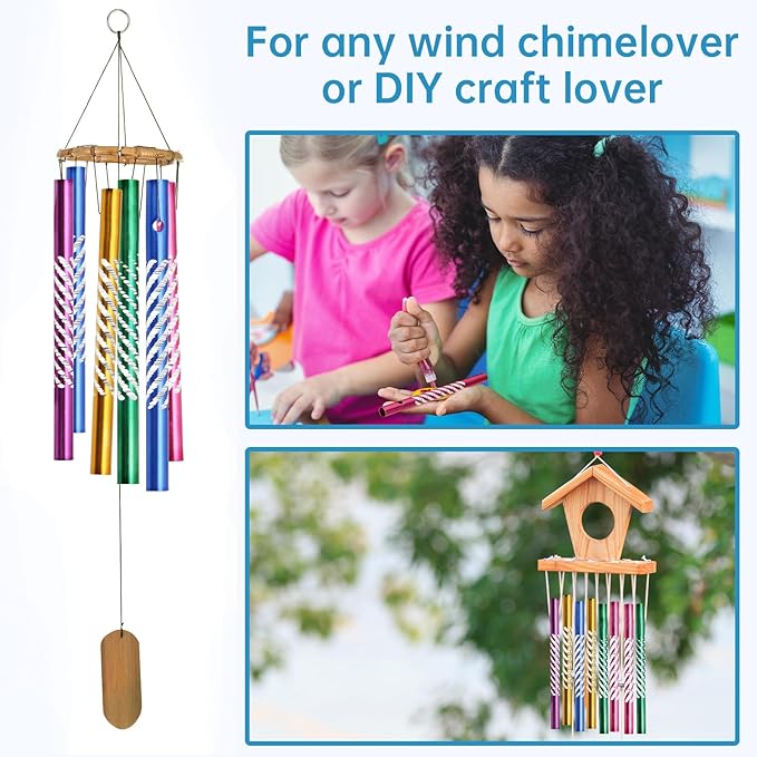 100Pcs Metal Wind Chime Tubes, Aluminum DIY Crafts Wind Chime Empty Tubes Parts Kit, Assorted Color